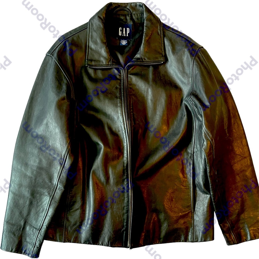 Gap Heavy Leather Black Jacket Biker Vibes- Very Clean Lines/Cut!